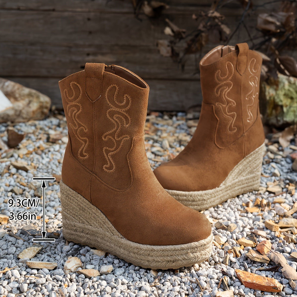 Женские вышитые льняные сапоги на каблуке для верховой езды с геометрическим узором, всесезонные