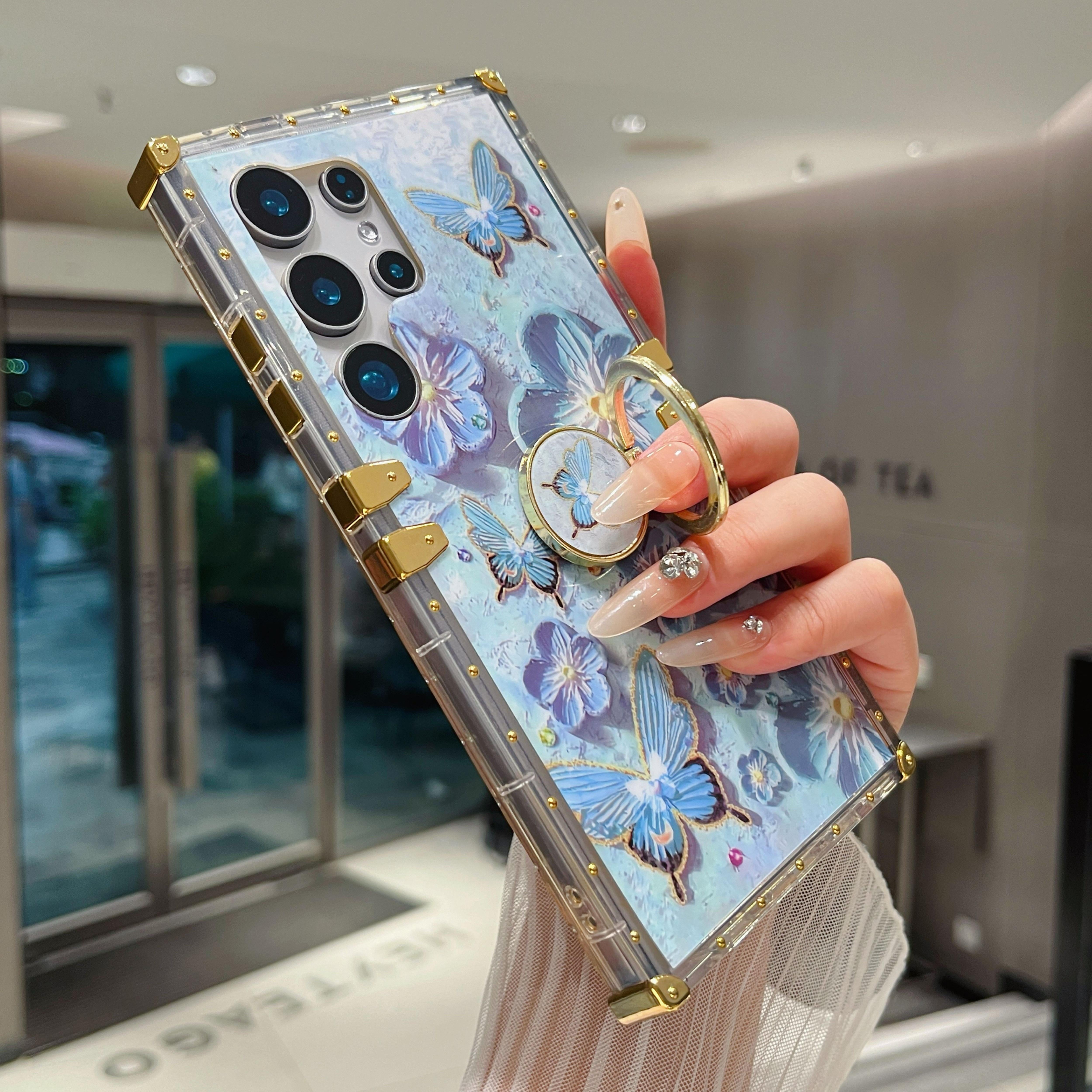 Vintage Oil Painting Flower TPU Phone Case with Ring Bracket for Samsung Galaxy S25 Ultra S24 Ultra S23 Ultra S22 Ultra S25 Plus S24 Plus S23 Plus S22 Plus S25 S24 S23 S22