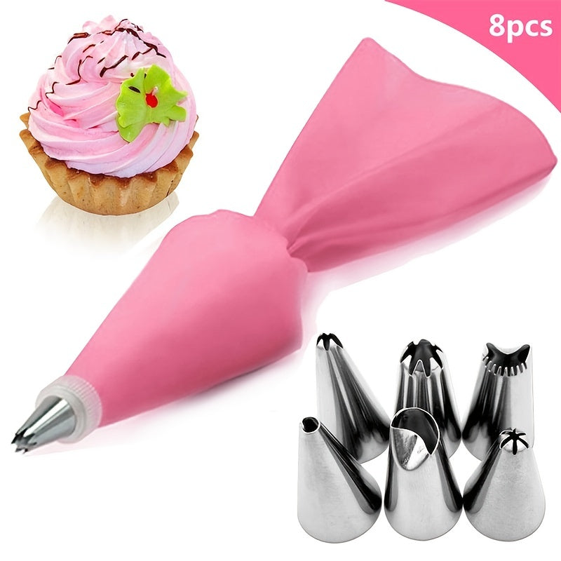 Silicone Pastry Bags Set for Cake Decorating Includes 8 and 26 Pieces Nozzle Kit