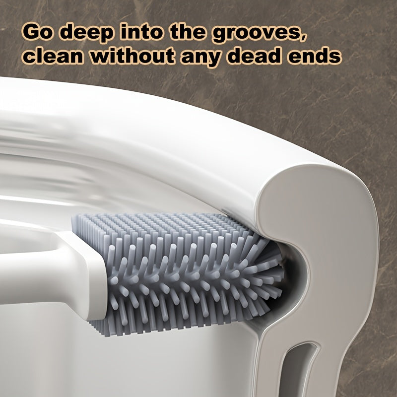 Набор щеток для унитаза с держателем, настенная щетка с длинной ручкой для чистки унитаза, гибкая щетка для глубокой очистки, устраняет мертвые углы, идеальна для уборки в ванной, необходимый инструмент и принадлежности для уборки
