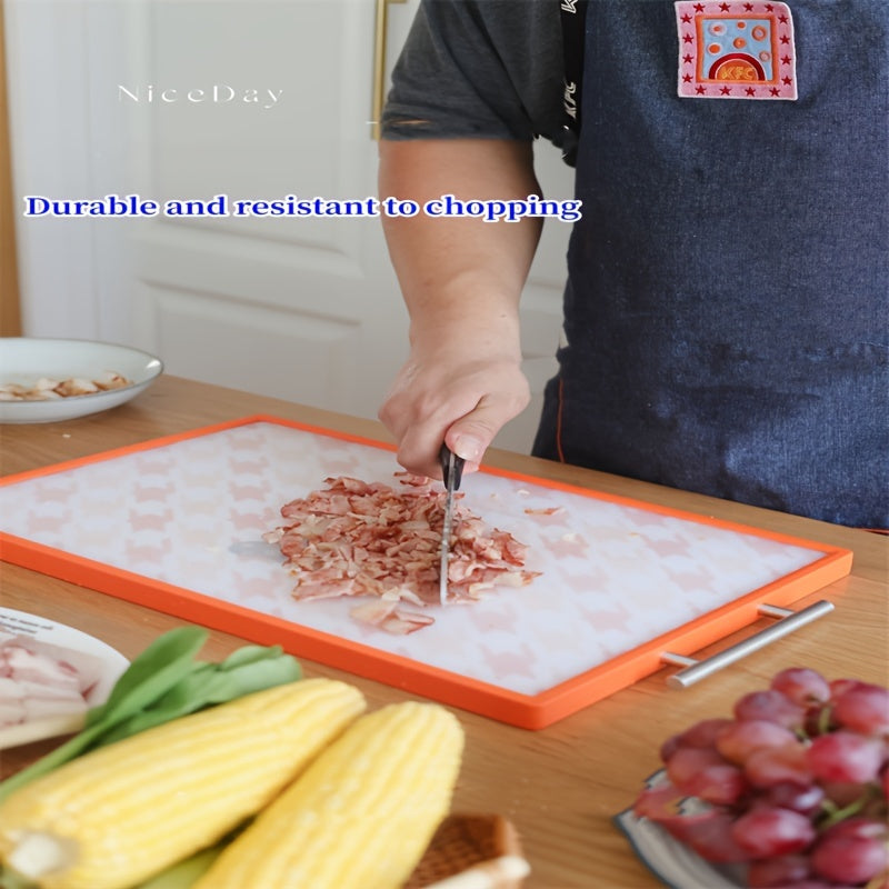 Aseptic Stainless Steel Cutting Board with Handle for Kitchen and Picnic Use