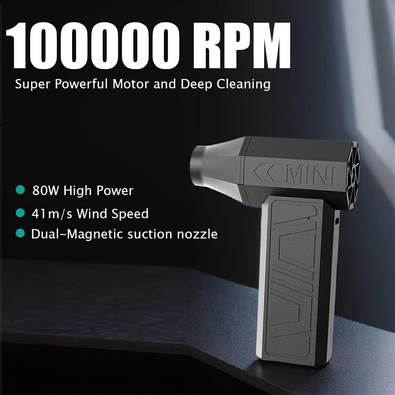 Portable Turbo Fan with 4000mAh Battery and Multiple Nozzles for Dust Snow Leaves Blowing