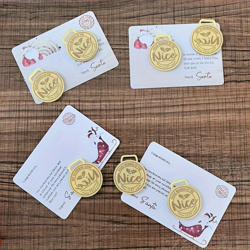 Acrylic Christmas Decoration Medal with Greeting Card No Electricity Needed