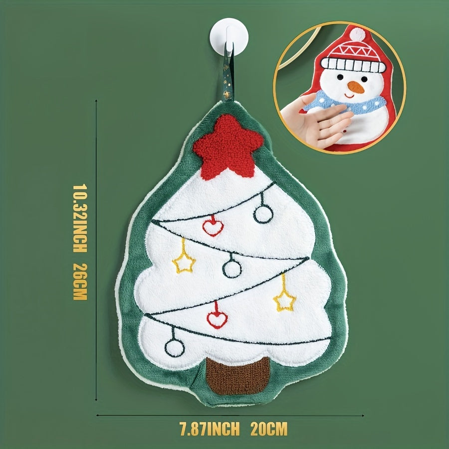 Christmas Themed Quick-Dry Hand Towel Thick Breathable Festive Design