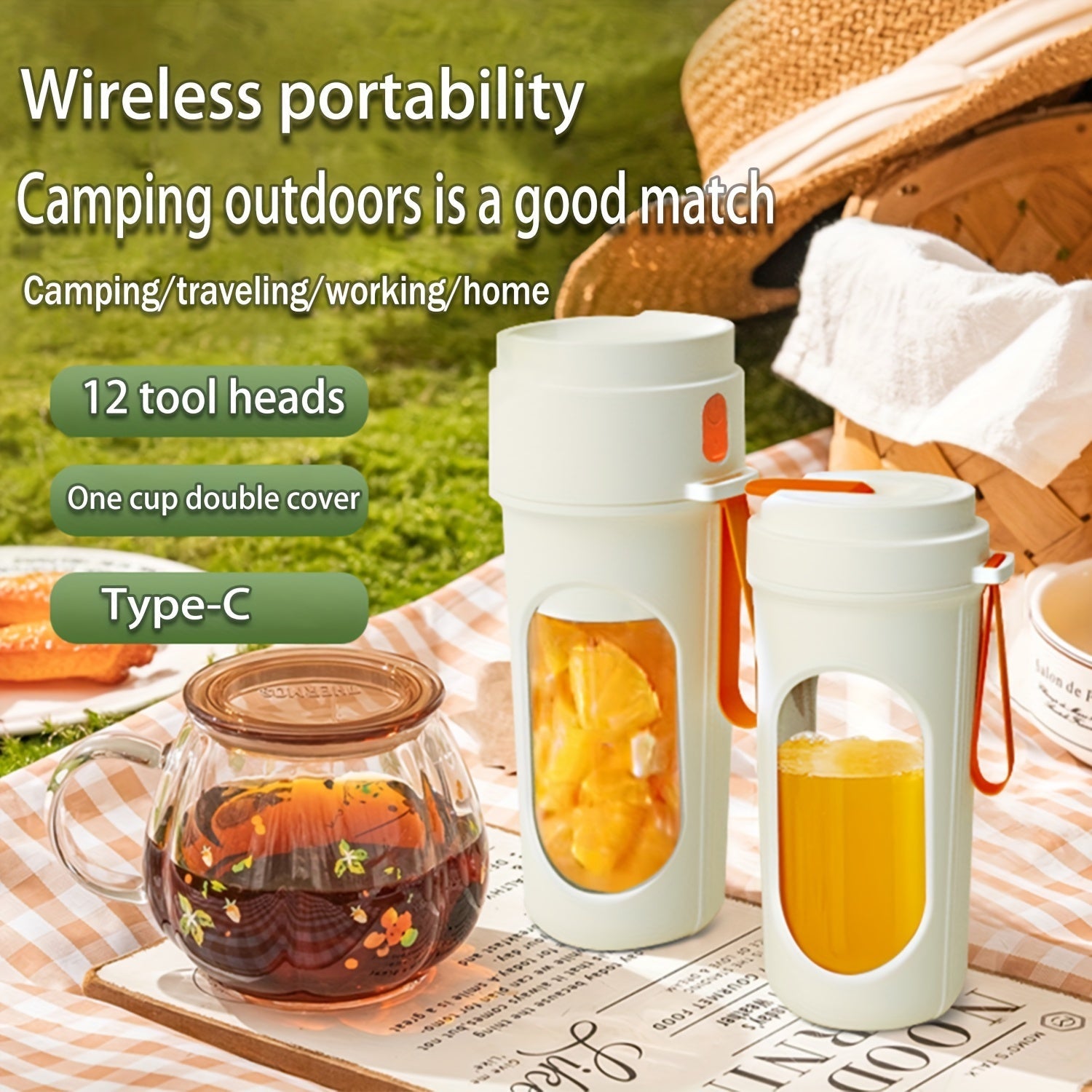 Compact USB Rechargeable Electric Juicer for Smoothies Travel Blender Cup