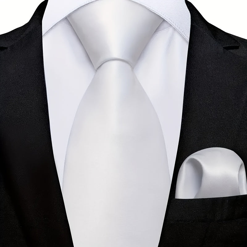 Erkaklar uchun bir rangli galstuk va cho'ntak sharf to'plami, biznes rasmiy tadbirlar uchun