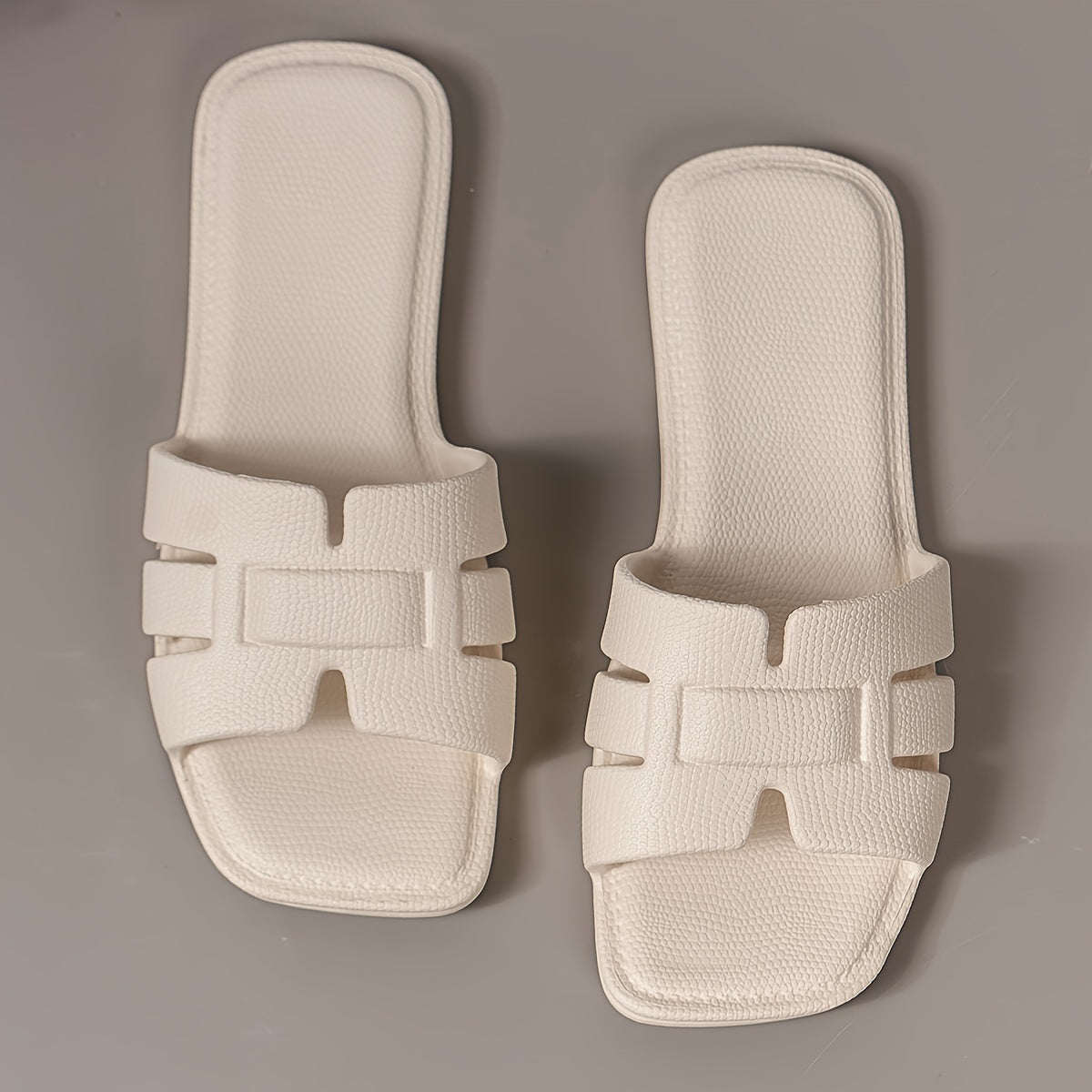 Women's Summer Casual Solid Color Square Toe Flat Sandals for Beach Pool Indoor Outdoor