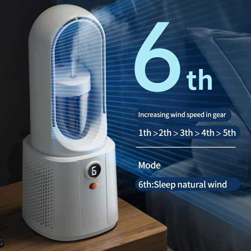 Rechargeable Portable Bladeless Desktop Fan with Mist Humidifier 2200mAh Battery