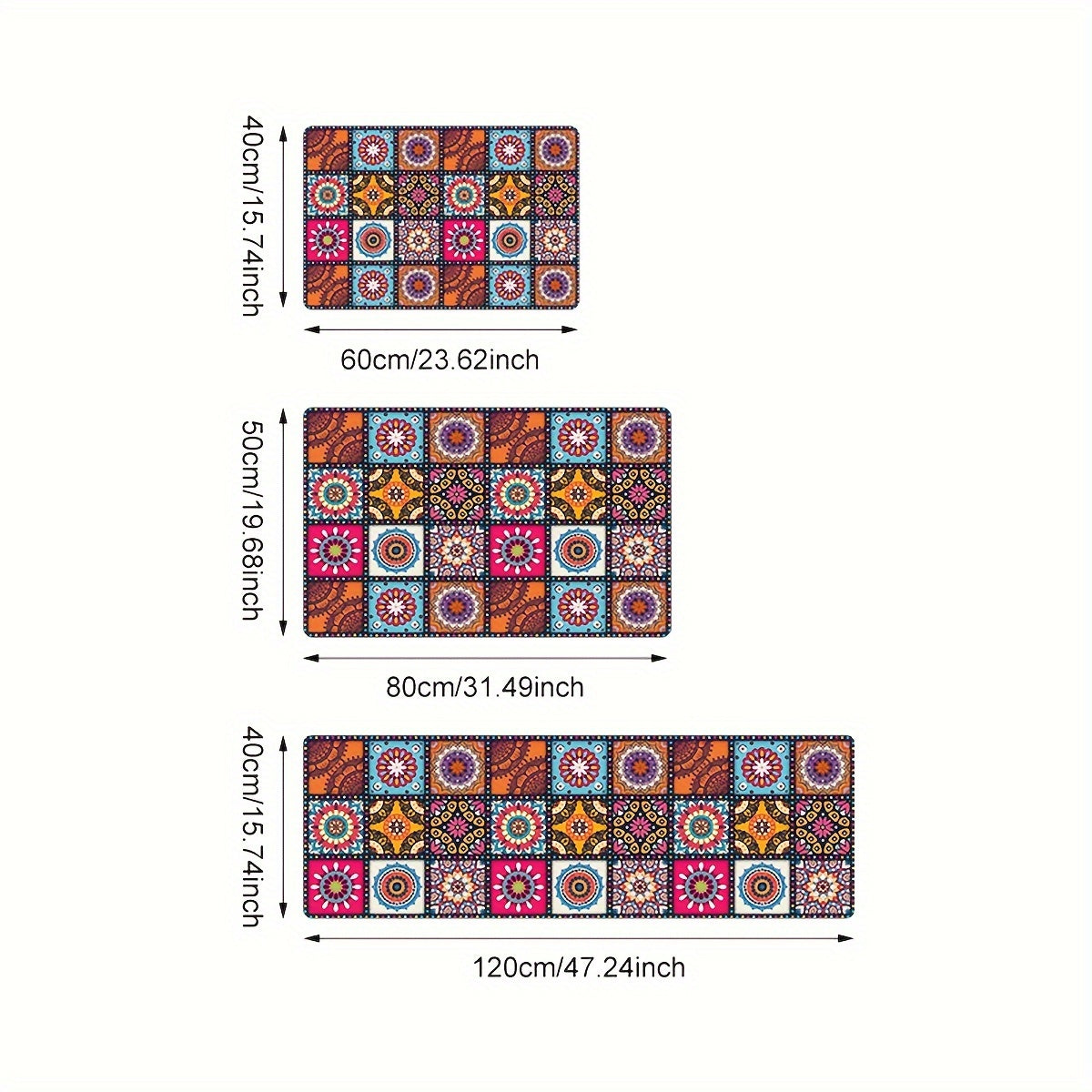 Colorful Boho Kitchen Mat Non-slip Oil-proof Entrance Doormat for Kitchen Living Room Bathroom