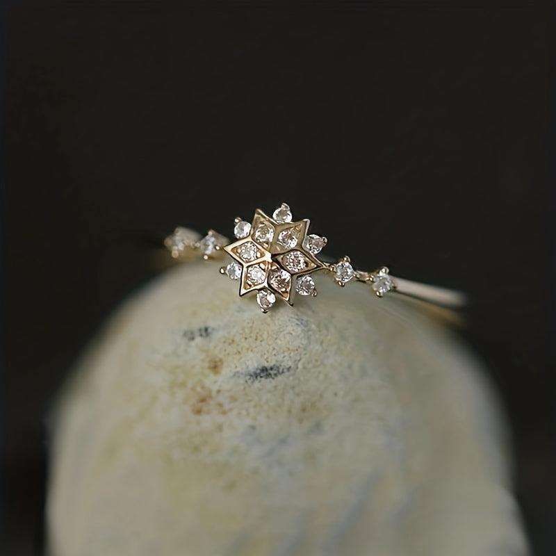 Sterling Silver Snowflake Ring for Women Valentine's Day Gift