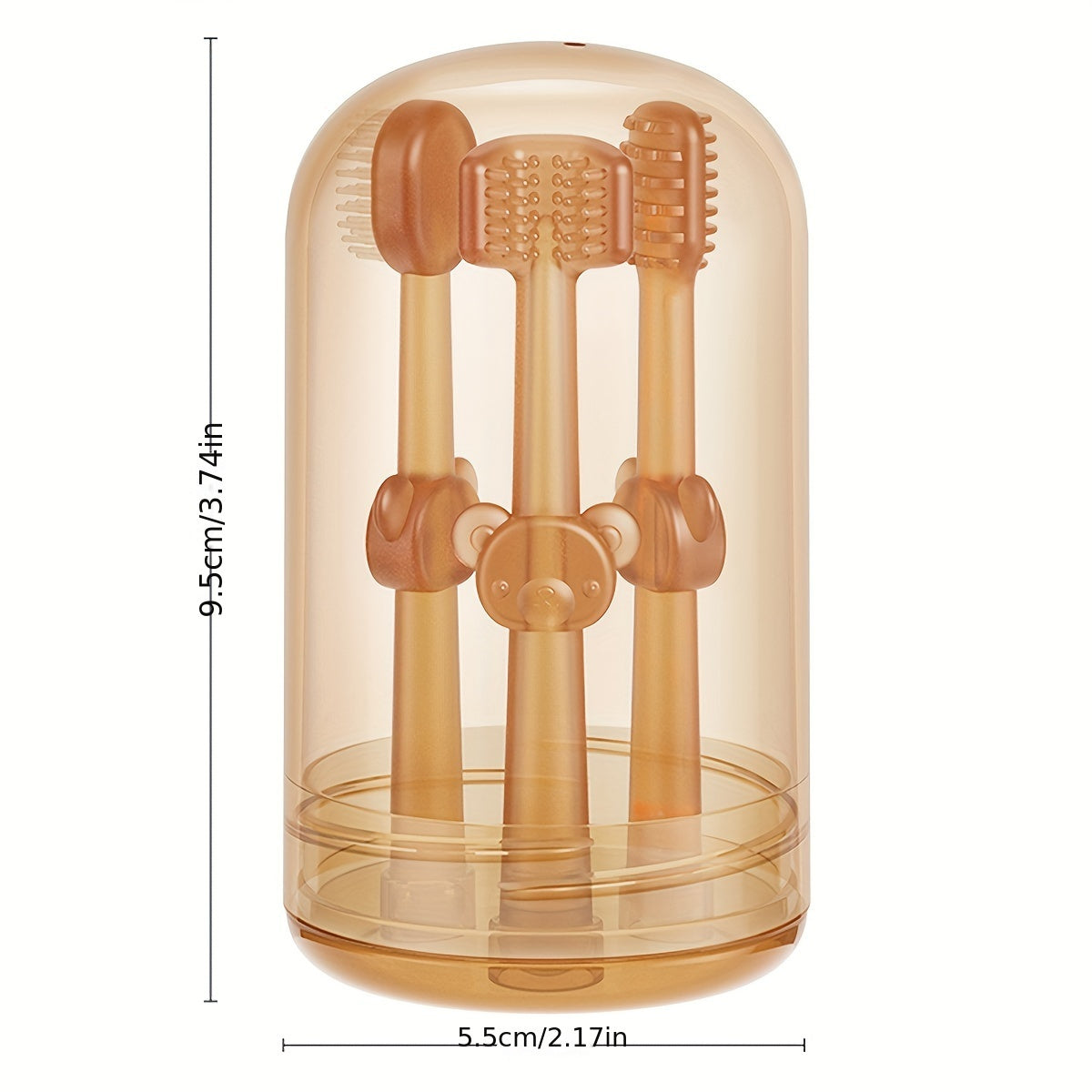 Baby Oral Care Set 3-Piece Silicone Toothbrush Collection for Infants and Toddlers Soft Deciduous Tongue U-Shaped Bear Design