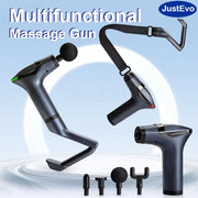 JustEvo Ko'p Funktsiyali Massaj Qurollari, O'zgaruvchan Boshli, Yuqori Tezlikdagi Vibratsiya, USB Qayta Zaryadlanadigan, Sirpanmaydigan Tutqich, 4 Ta Qo'shimcha, Sayohat Uchun Zarur, Mukammal Hediye, Portativ Mushak