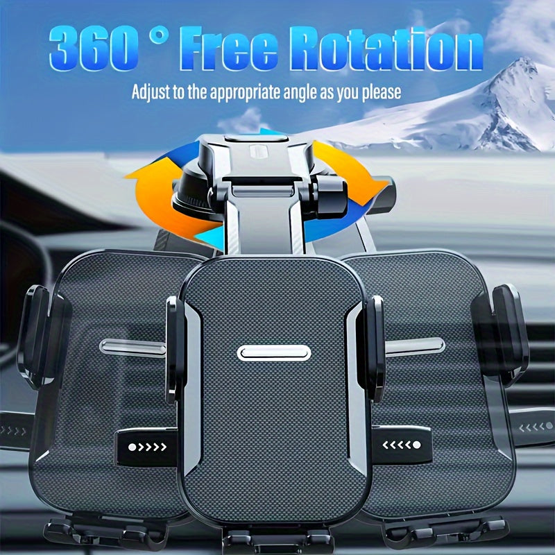 Universal Car Phone Mount ABS Dashboard Holder 360° Rotatable Single-Handed Setup