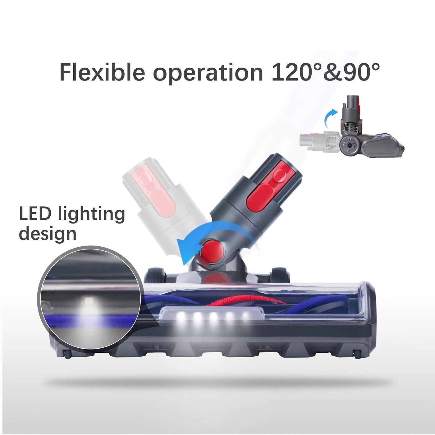 Dyson V7-V15, SV10-SV12 Animal Absolute seriyalari bilan mos keladigan mustahkam plastik pol cho'tkasi boshligi - qattiq pollar uchun simsiz vakuum tozalash vositasi (akkumulyator kiritilmagan)