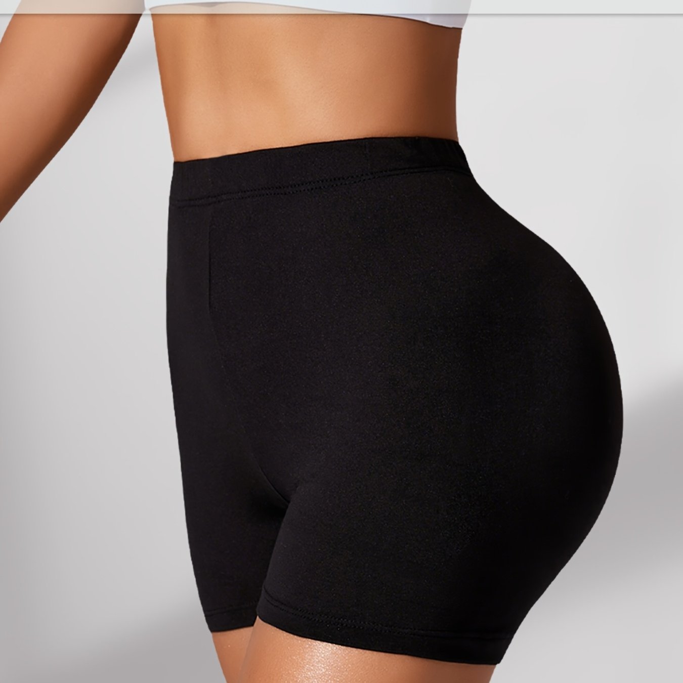 Plus Size Women's High-Waisted Tummy Control Biker Shorts Yoga Workout Short