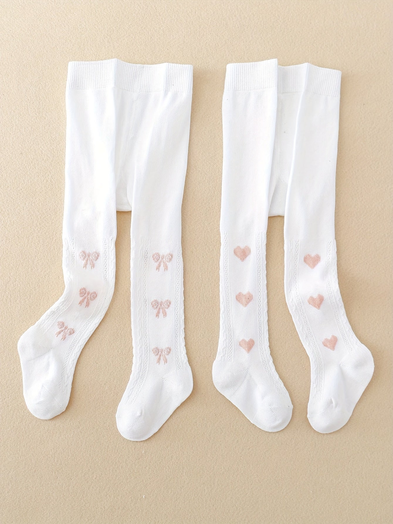 Girls' Leggings Set with Bowknot Pattern for Spring and Fall Kids' Skinny Knit Fabric