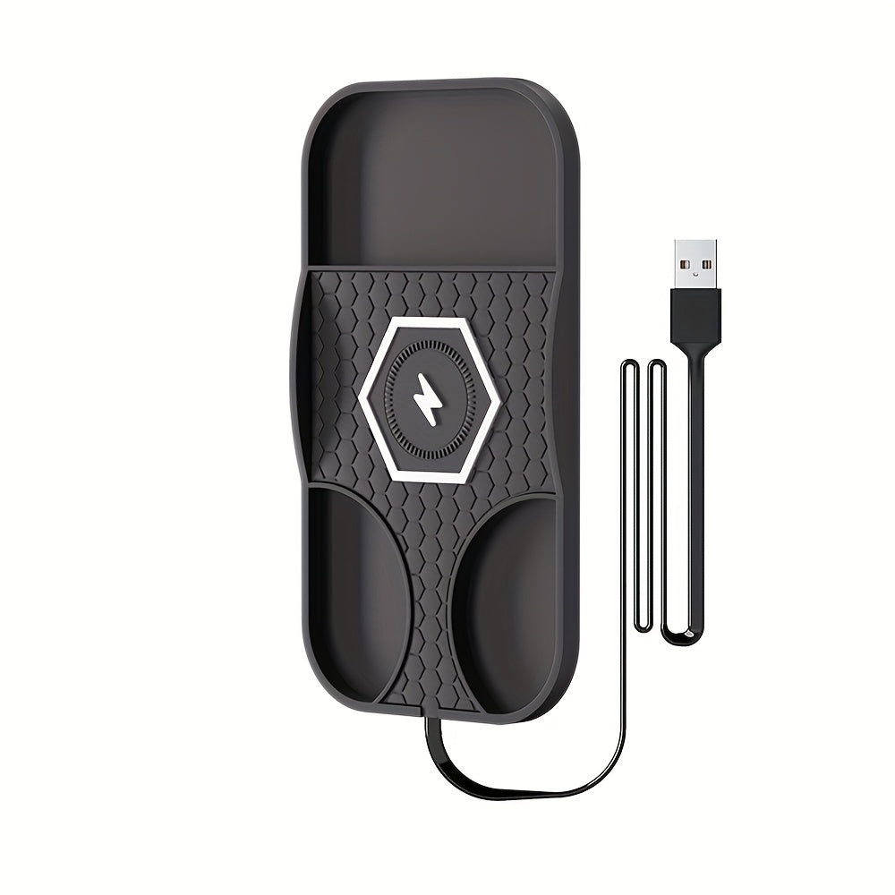 Almohadilla de cargador inalámbrico para coche con carga rápida compatible con Qi para dispositivos iPhone y Samsung