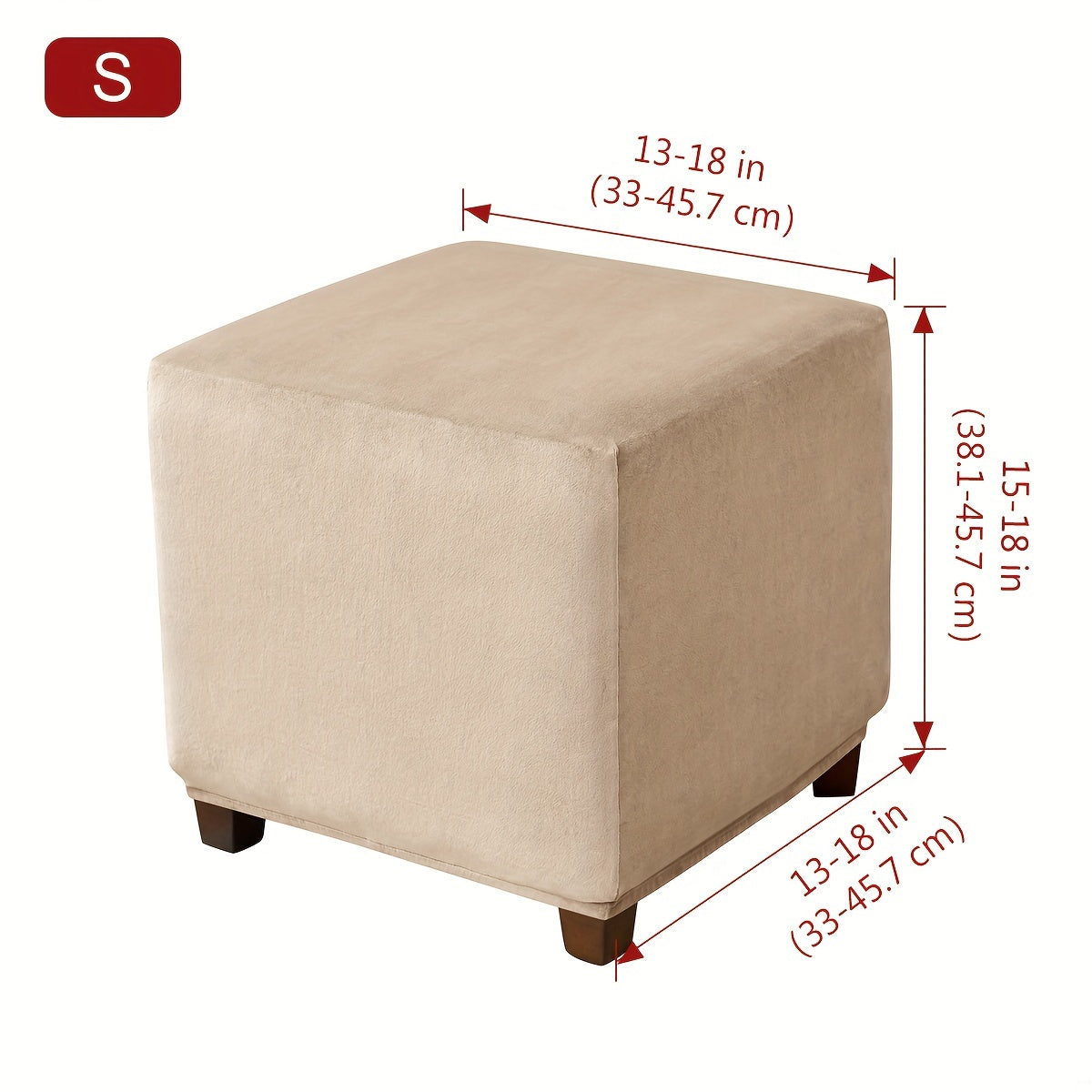 Funda de terciopelo plateada para reposapiés para taburete pequeño cuadrado