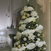 Cinta de Navidad de 9.14m con lazo de malla y detalles de hilo para decoración navideña