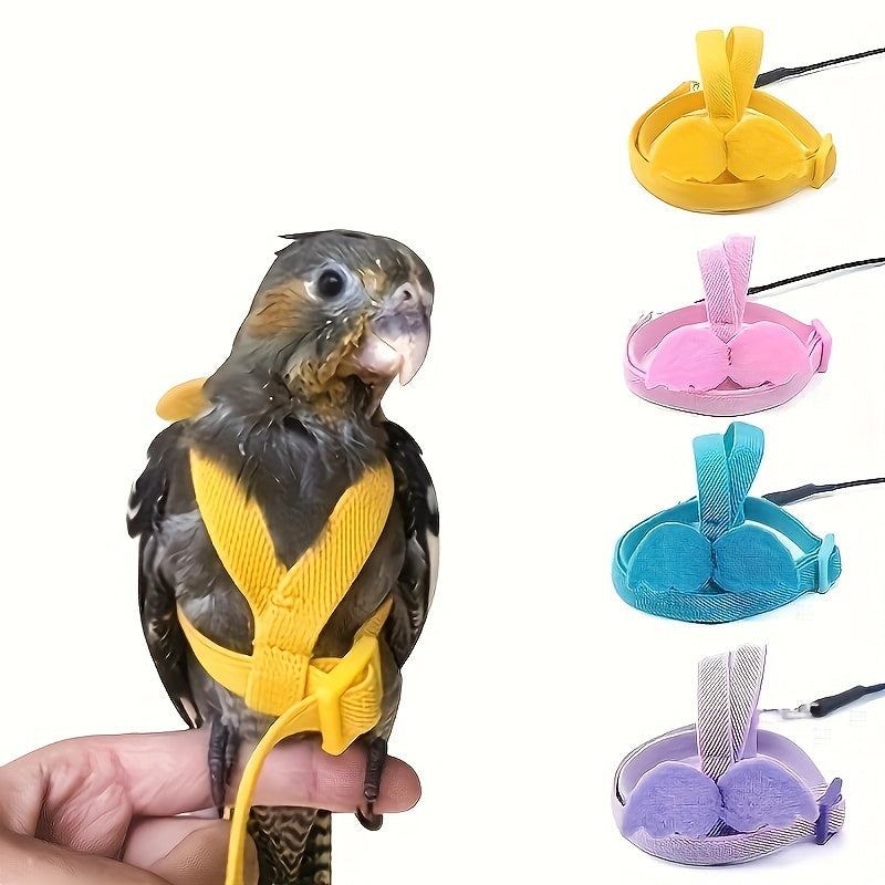 Adjustable Parrot Harness with Nylon Rope and 182.88cm Training Leash for Outdoor Flying