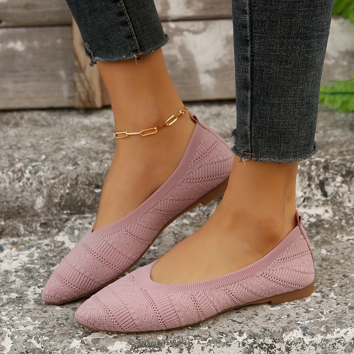 Women's Breathable Knit Slip-On Flats with Soft Fabric Upper