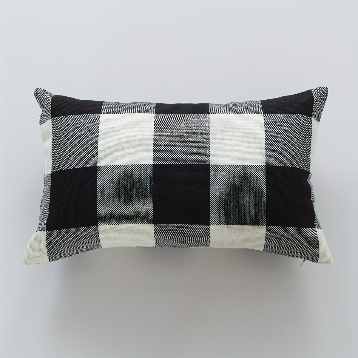 Funda de cojín de lino y algodón bohemio con cuadros tejidos y rayas 50x30cm, cojín lumbar