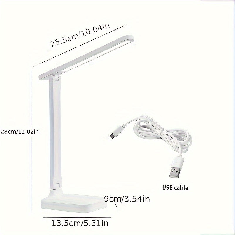 Dimmable LED Desk Lamp with Touch Control and USB Charging for Study and Reading
