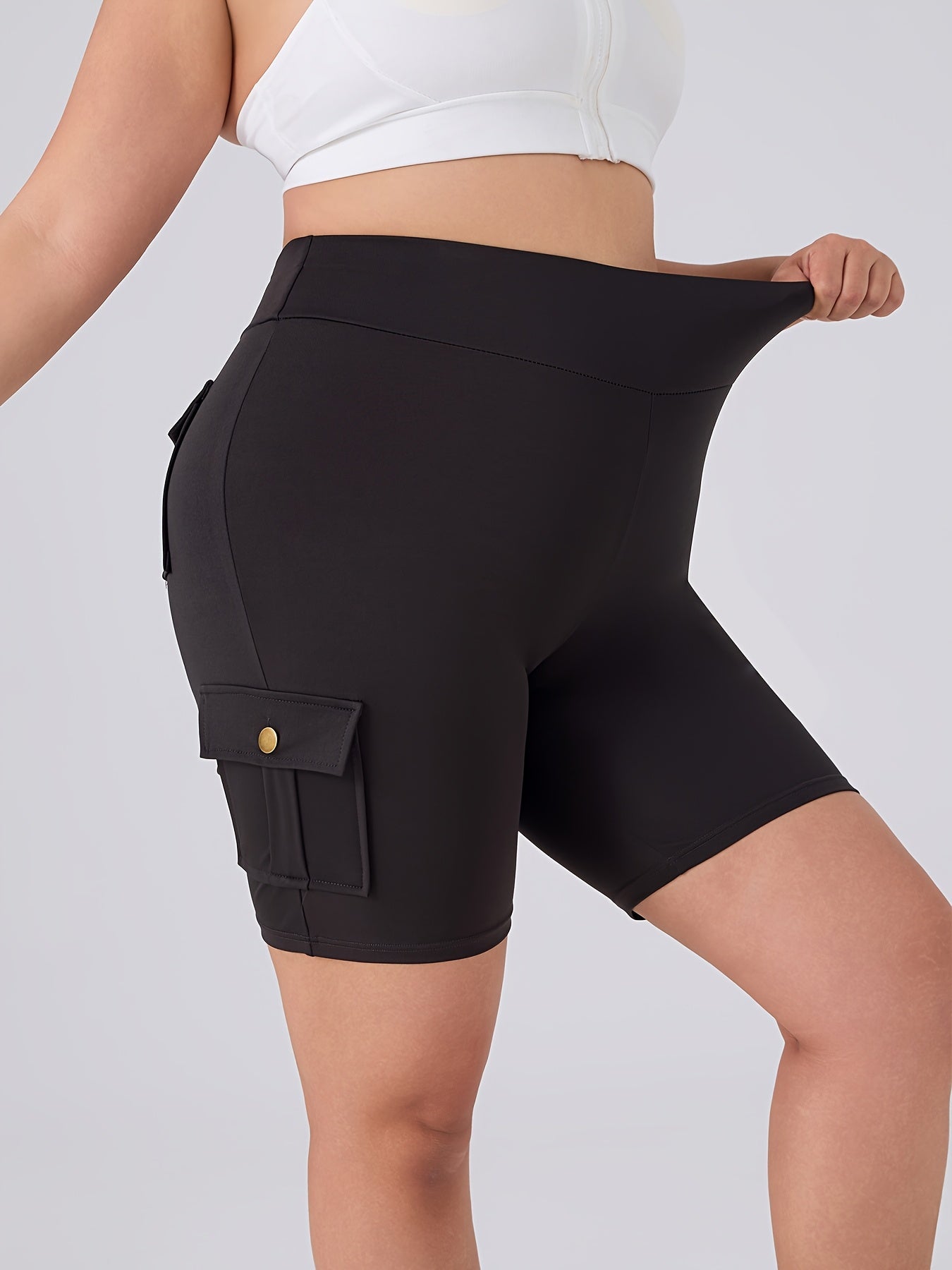 Женские шорты кро cargo с эластичным поясом для спорта с карманами