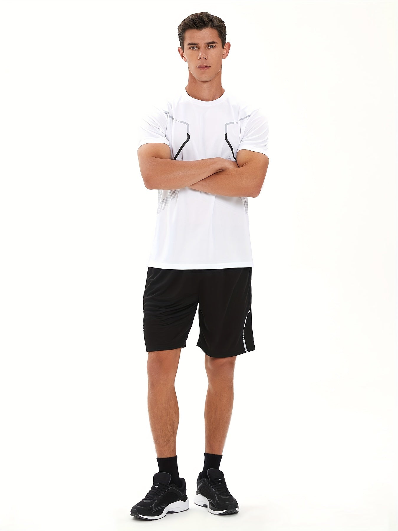 Men's Quick-Dry Athletic T-Shirt with Gradient Design for Gym Running and Sports