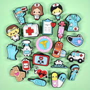 22/45 Pcs Soft PVC Cartoon Medical Shoe Charms Nurse Mask Shoe Accessories