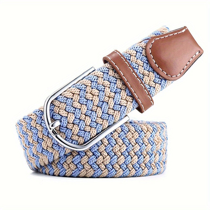 Women's Braided Elastic Belt with Woven Design for Golf and Casual Wear