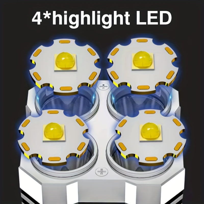 Rechargeable LED Flashlight with Cob Side Lights and USB Charging