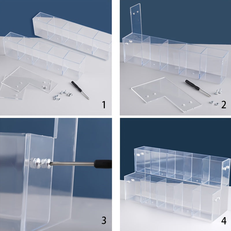 Acrylic Transparent Storage Rack with 5-Grid Partition for Cosmetics and Office Use