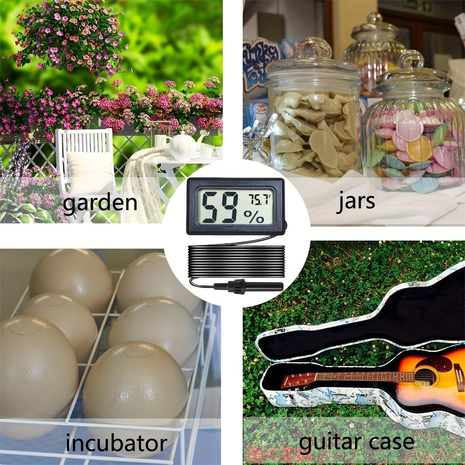 4/6/12 Pcs Mini Digital Hygrometer Thermometer with Probe for Reptile Incubator