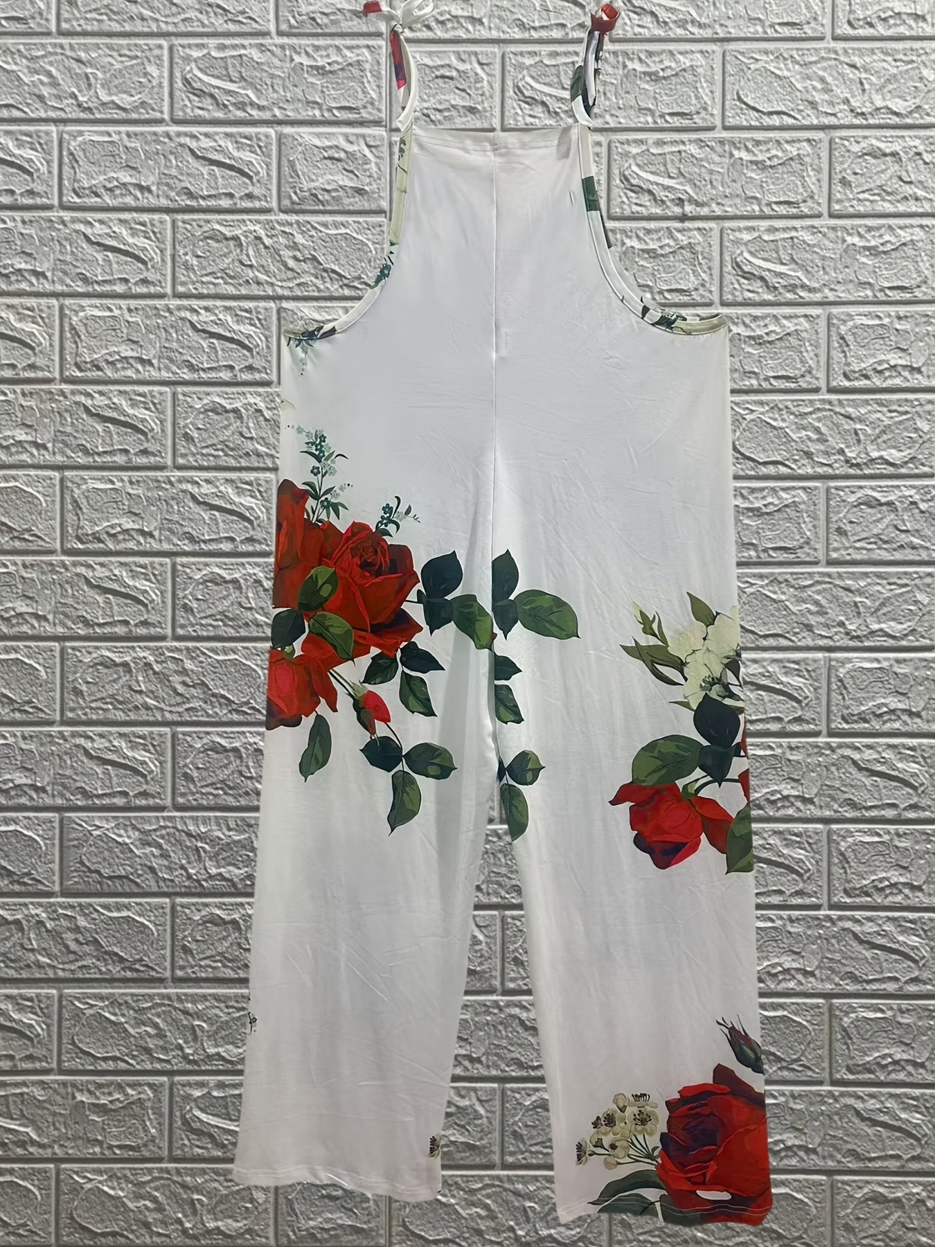 Women's Plus Size Floral Print Jumpsuit Spring Summer Fall Knit Polyester Spandex High Stretch Vacation Style