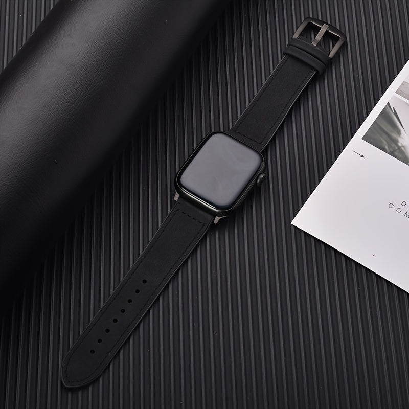 Synthetic Leather Watch Band for Apple Watch Series Ultra SE 5 4 3 Adjustable Hook Loop Clasp