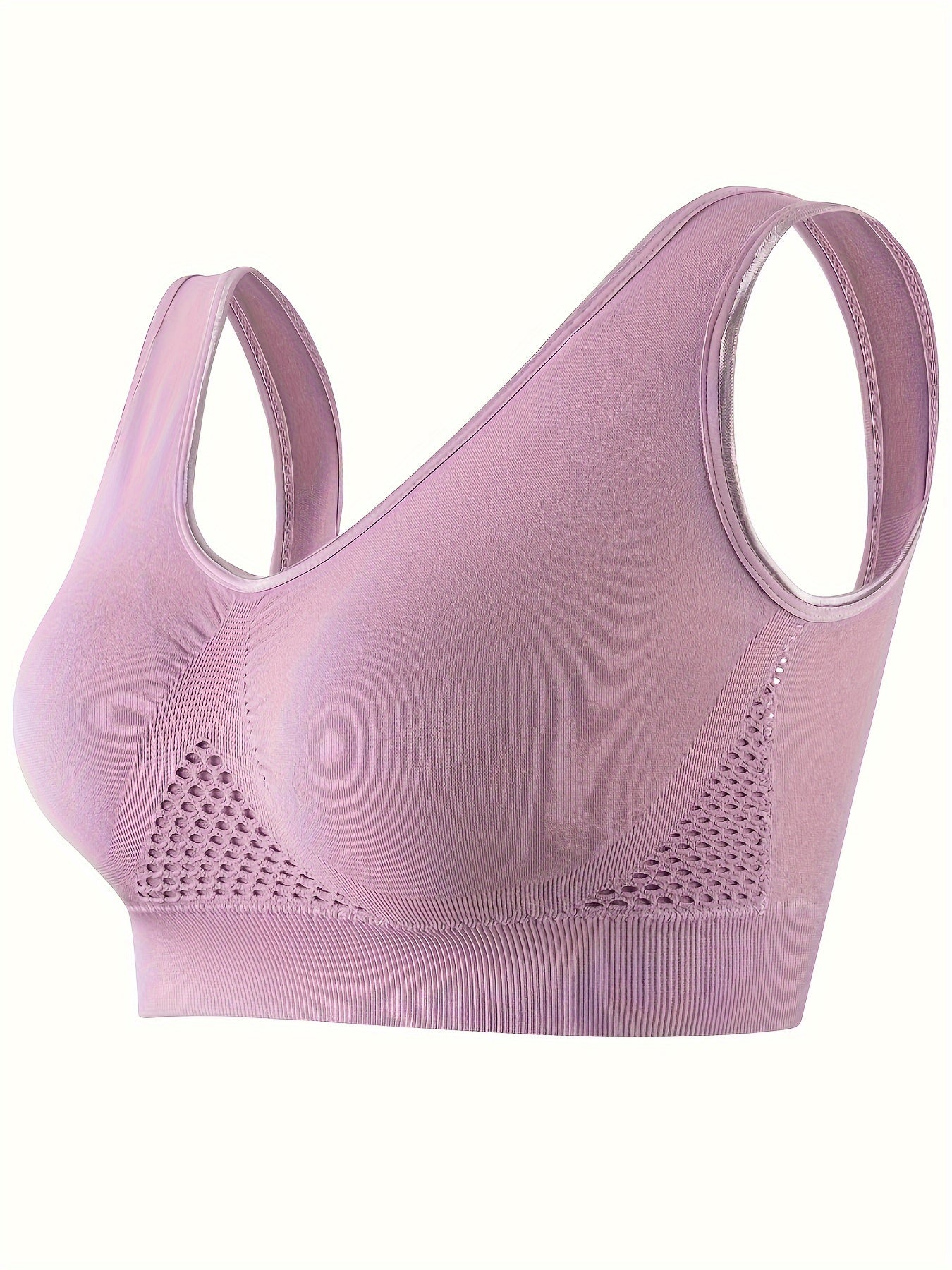 Спортивный бюстгальтер для женщин больших размеров из дышащей сетки с V-образным вырезом для йоги и повседневной носки