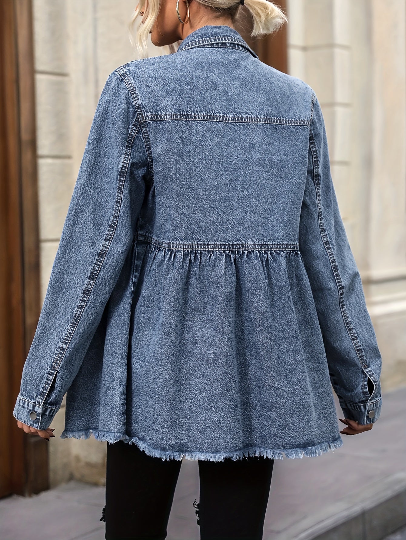 Women's Plus Size Denim Jacket Loose Fit Casual Outerwear Spring Fall Non-Stretch