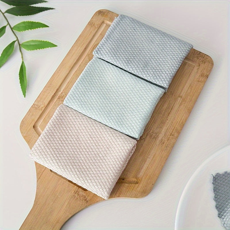 Thickened Fish Scale Cloth for Kitchen Absorbent Non-Trace Dishwashing Cloth