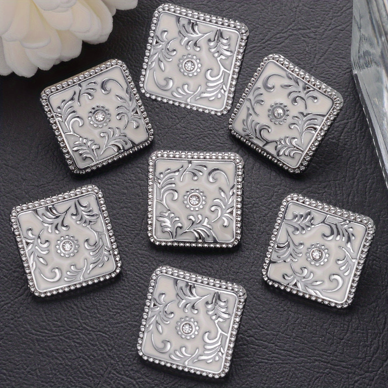 7-Donali Rhinestone kvadratli alloy tugmasi to'plami tikuvchilik hunari va moda aksessuarlari uchun