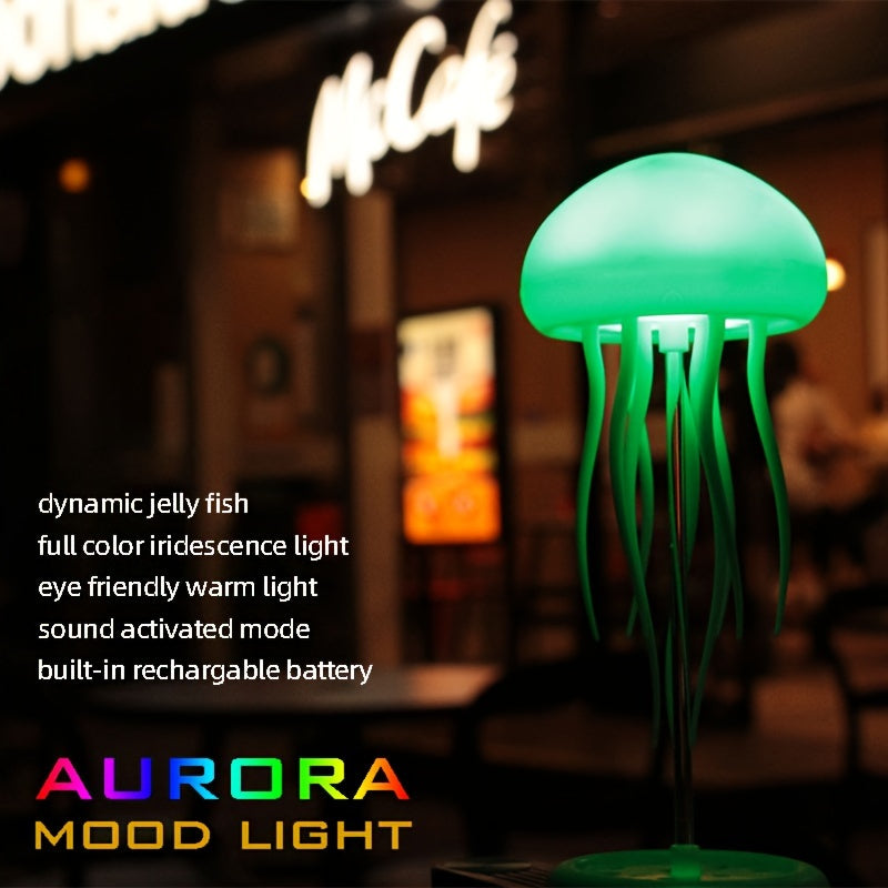 Jellyfish Night Light with Color Changing Voice Control Rotatable USB Rechargeable LED Indoor Outdoor