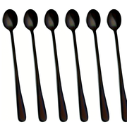 Set of 6 Long-Handled Stainless Steel Iced Tea Spoons for Cocktails and Coffee