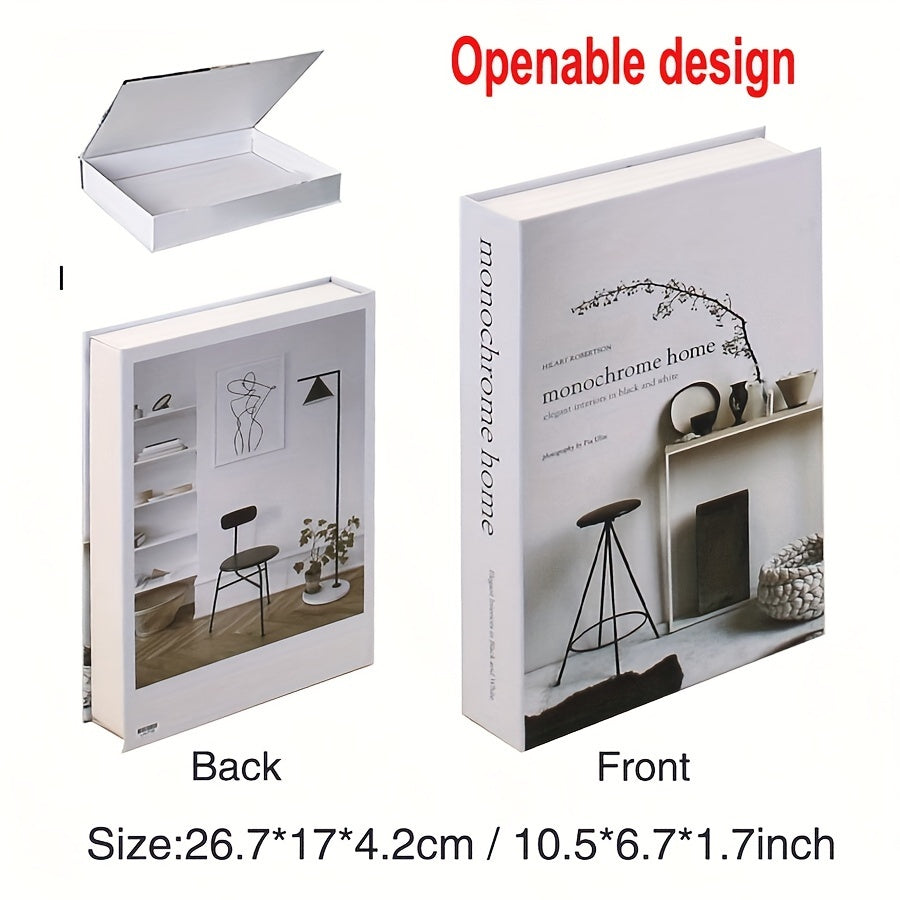 Nordic-Inspired Faux Book Decor Rectangular Flip Cover Home Accent Piece