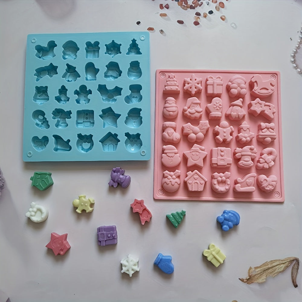 Christmas Chocolate Mold 25 Cavities 3D Silicone Candy and Fondant Baking Tool