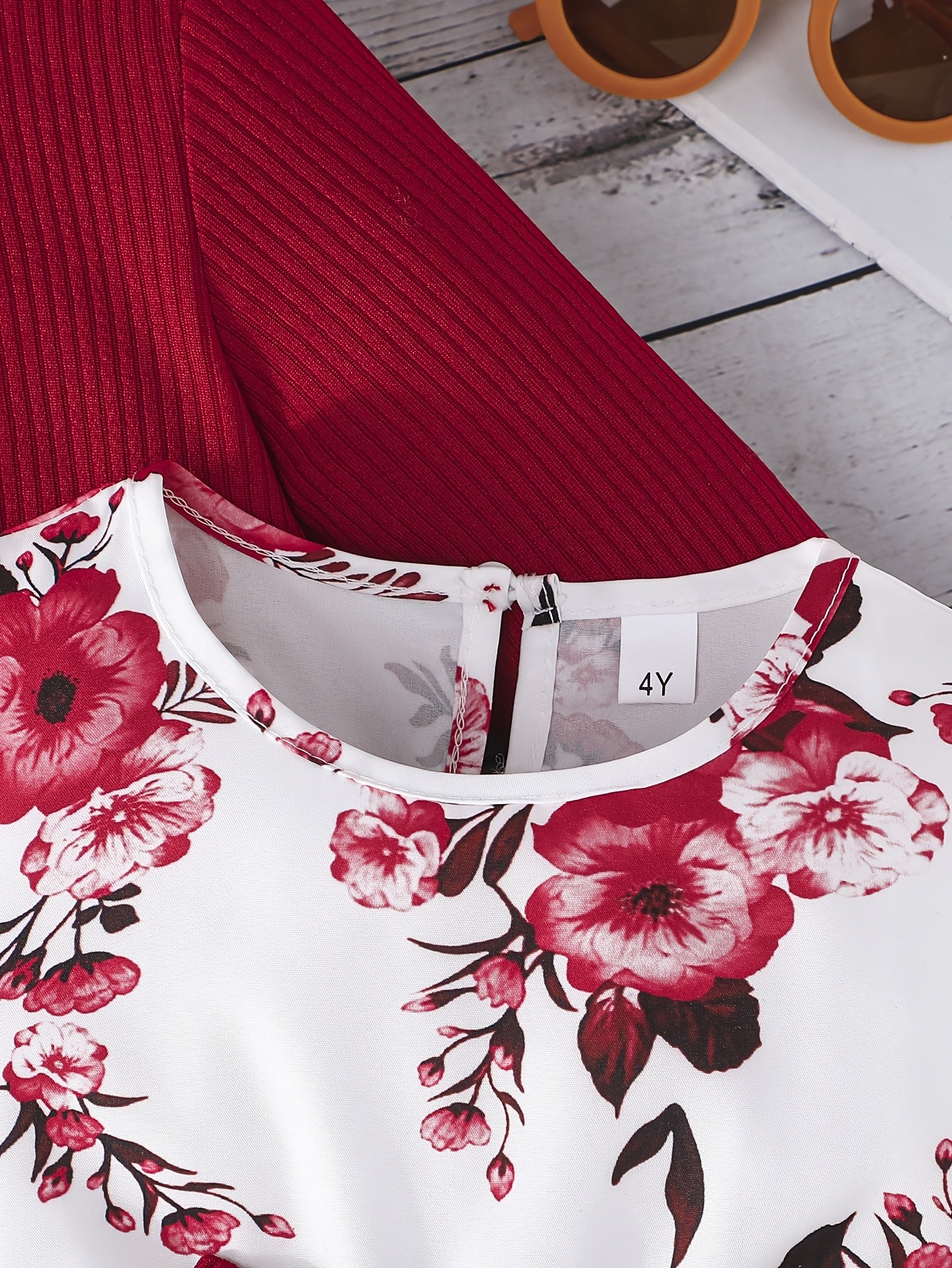 Girls' 2-Piece Floral Sundress and Ruffle Cardigan Outfit for Spring Fall Casual