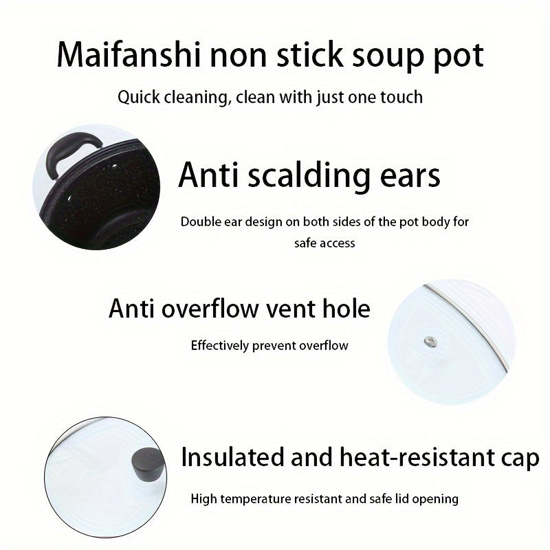 Durable Korean-Style Soup Pot with Lid for Noodles and Stews, Dishwasher Safe