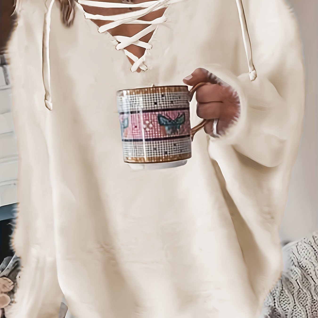 Свитер женский больших размеров с V-образным вырезом и рукавами баттерфляй, черный, универсальный для всех сезонов, уютный пуловер