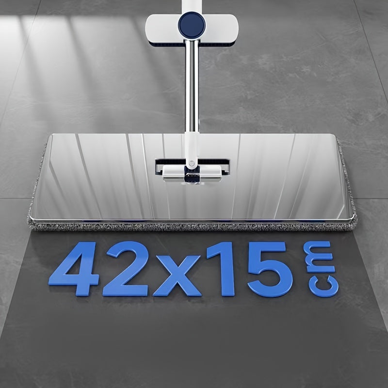 Mopa plana de acero inoxidable de 42cm extra ancha para cocina, baño, sala de estar limpieza húmeda y seca