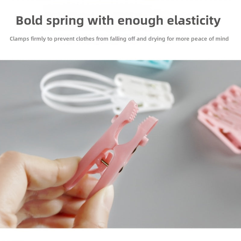 Windproof Clothes Clips Household Plastic Clips with Rope for Drying and Traveling