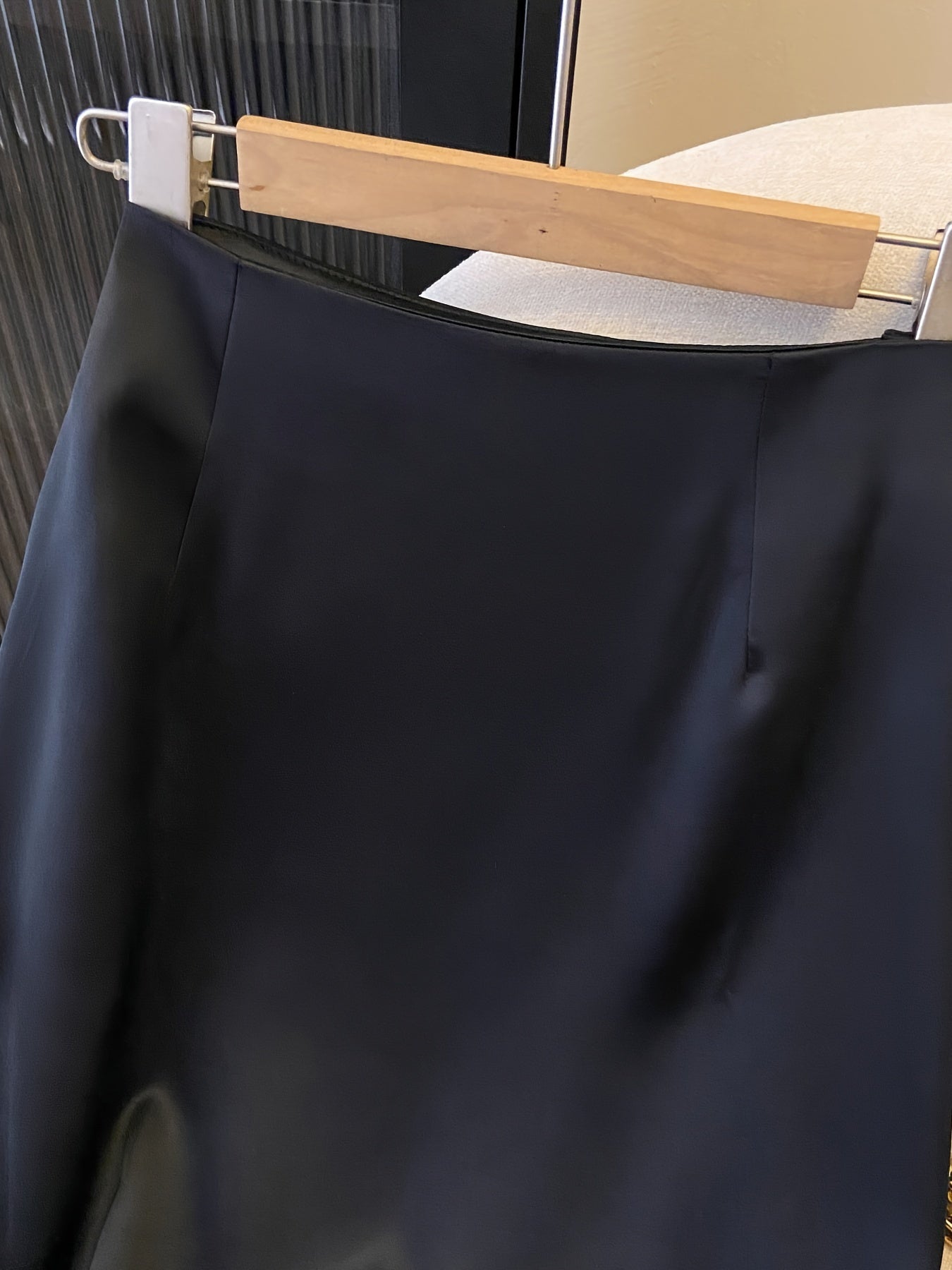 Women's High Waist Satin Midi Skirt Solid Color Elegant All Seasons